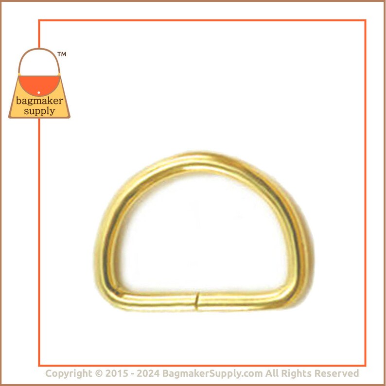 1 Inch D Ring, Brass Finish, 18 Pieces, 3.5 mm Gauge, 25 mm Dee Ring. Handbag Purse Bag Making Hardware Supplies, 1, RNG-AA141 image 4