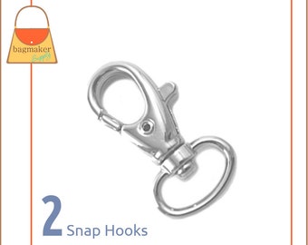 1/2 Inch Swivel Snap Hook, Nickel Finish, 2 Pack, 13 mm Lobster Claw Clip, Purse Handbag Bag Making Hardware Supplies, .5 Inch, SNP-AA016