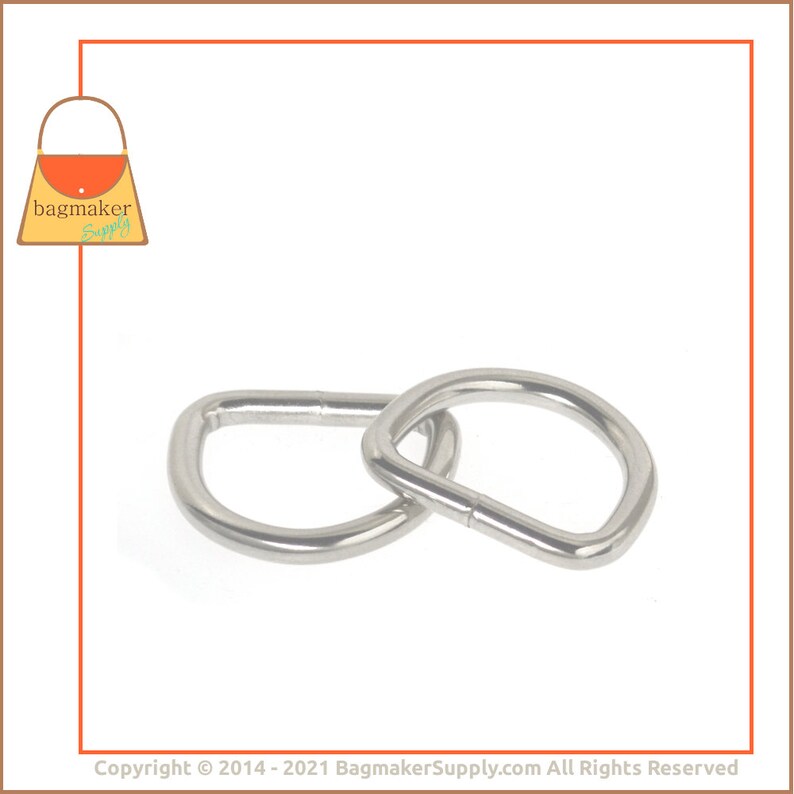 Purse Making Handbag Hardware Supplies RNG-AA019 Nickel Finish 18 Pieces 19 mm Welded D-Ring .75 Inch 34 Inch D Ring 3.5 mm Gauge
