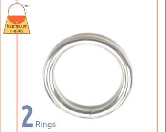 Joint torique de 2 pouces, finition nickel brillant, 2 pièces, fil métallique soudé de 51 mm formé avec joint torique, matériel de fabrication de sac à main, 2", RNG-AA008