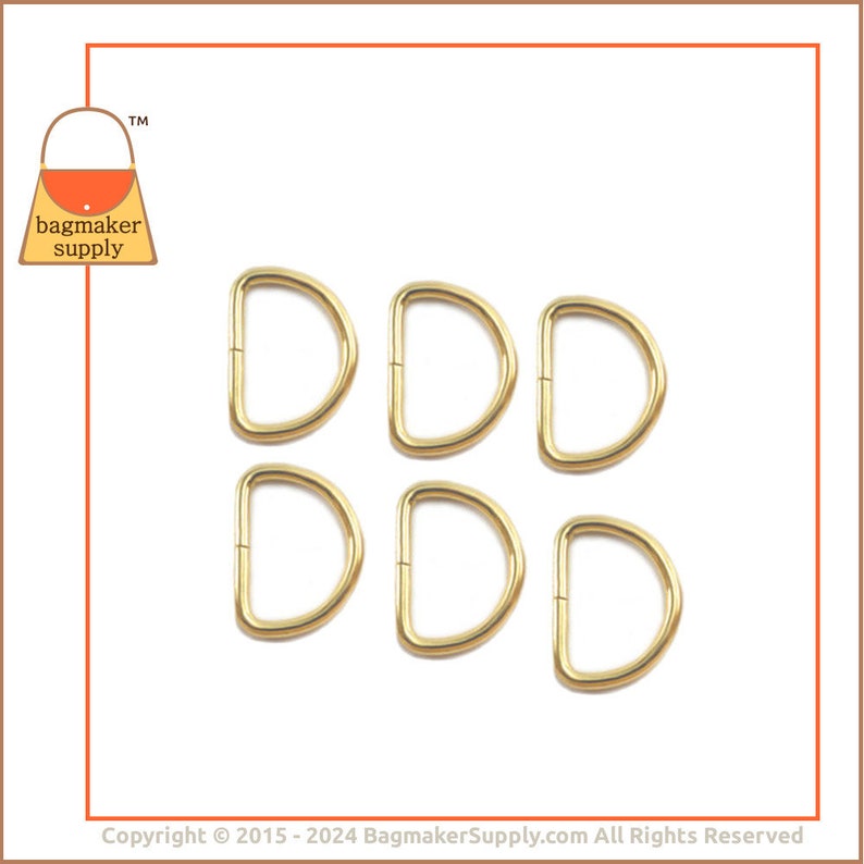 1 Inch D Ring, Brass Finish, 18 Pieces, 3.5 mm Gauge, 25 mm Dee Ring. Handbag Purse Bag Making Hardware Supplies, 1, RNG-AA141 image 6
