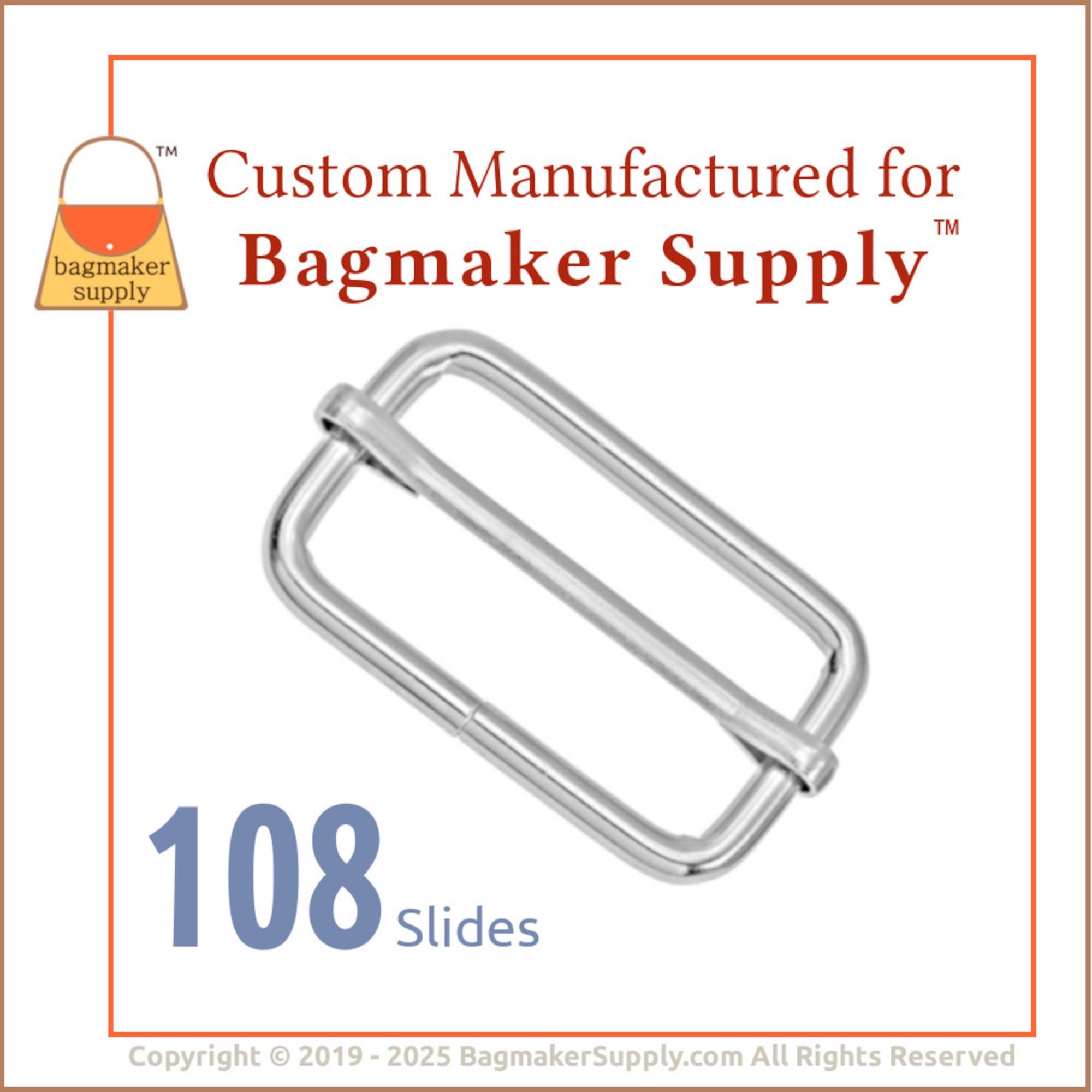 1-1/2 Inch Moving Bar Slide, Shiny Nickel Finish, 108 Pack, 38 mm Purse Strap Moveable Bar Triglide, Handbag Hardware Supplies, SLD-AA134