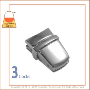 Purse Flap Catch Lock, Tuck Catch Clasp, Shiny Nickel Finish, 3 Locks, 1-15/16 Inch x 1 Inch 49 mm x 25 mm, Handbag Bag Hardware, CSP-AA018 image 1