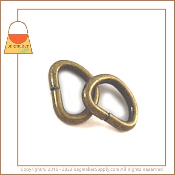 6PCS Bronze Heavy Duty D Ring, Round Rings, Metal D Rings, D-rings