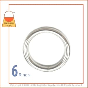 2 Inch O Ring, Shiny Nickel Finish, 6 Pieces, 51 mm Welded Wire Formed O-Ring, Handbag Purse Bag Making Hardware Supplies, 2", RNG-AA008