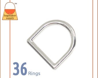 3/4 Inch Cast D Ring, Nickel Finish, 36 Pieces, .75 Inch 19 mm D Ring, Purse Bag Making Handbag Hardware Supplies, 3/4", .75", RNG-AA002