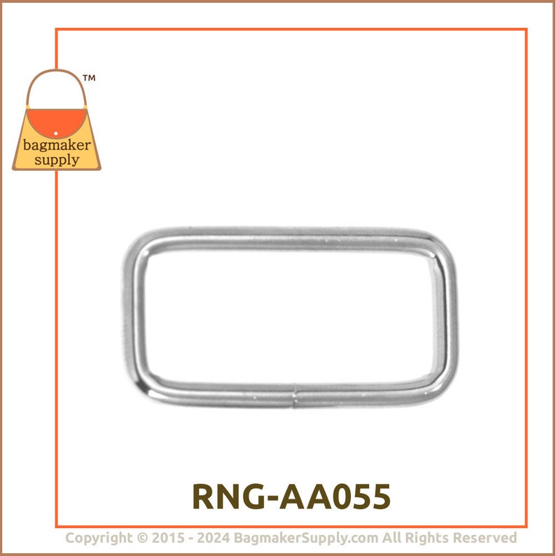 1-1/4 Inch Rectangle Ring, Nickel Finish, 12 Pieces, 1.25 Inch Rectangular Wire Loop, 32 mm Ring, Purse Handbag Hardware, RNG-AA055 image 7