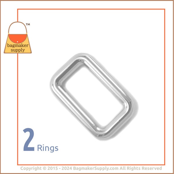 1-1/4 Inch Rectangle Ring, Nickel Finish, 2 Pack, 1.25 Inch 32 mm Heavy Cast Rectangular Ring, Purse Handbag Hardware Supplies, RNG-AA220