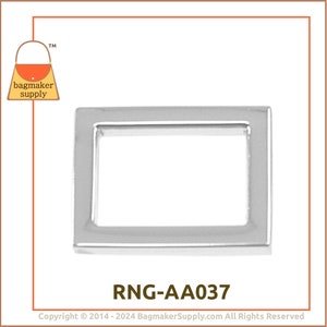 5/8 Inch Rectangle Ring, Shiny Nickel Finish, 4 Pack, 16 mm Flat Cast Rectangular Ring For 1/2 inch to 5/8 Inch Purse Straps, RNG-AA037 image 8