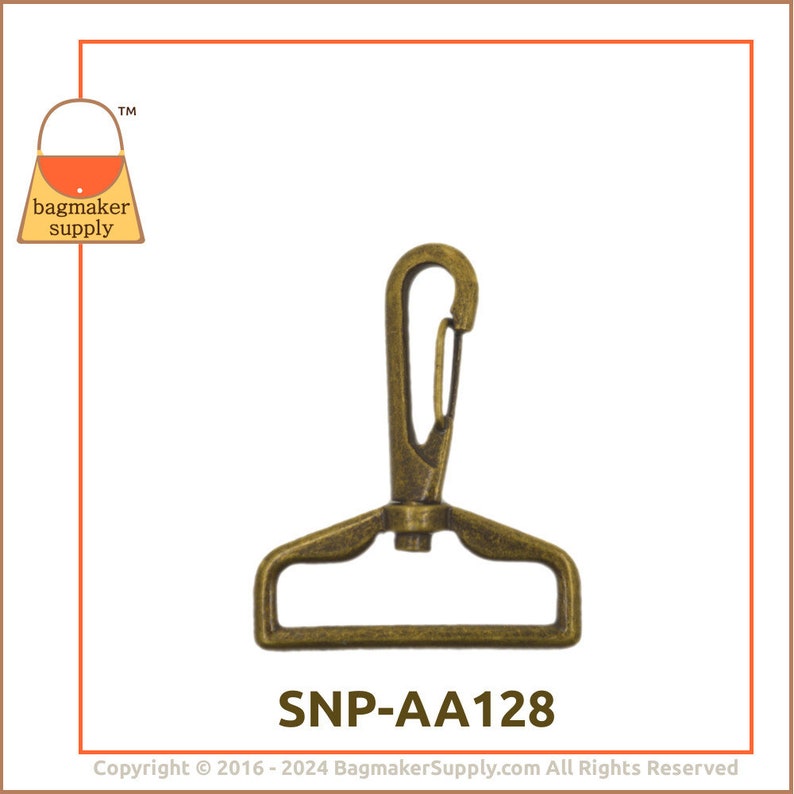 1-1/2 Inch Swivel Snap Hook, Antique Brass Finish, 6 Pieces, 38 mm Purse Clip, Handbag Bag Making Hardware Supplies, 1.5, SNP-AA128 image 7