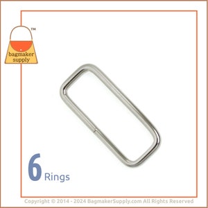 1-1/2 Inch Rectangle Ring, Nickel Finish, 6 Pieces, 38 mm Wire Loop, 1.5 Inch Rectangular Ring, Purse Making Handbag Hardware, RNG-AA012 image 1