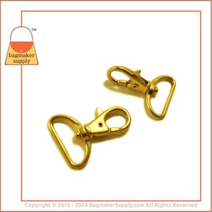 1 Inch Swivel Snap Hook, Gold Finish, Lobster Claw, 18 Pieces, 25 mm Purse Clip, Handbag Purse Bag Making Hardware Supplies, 1, SNP-AA027 image 2