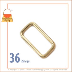 Anillo de alambre rectangular de 1-1/4 pulgadas, acabado en latón, 36 piezas, anillo rectangular de 1,25 pulgadas y 32 mm, herrajes para hacer carteras, RNG-AA205