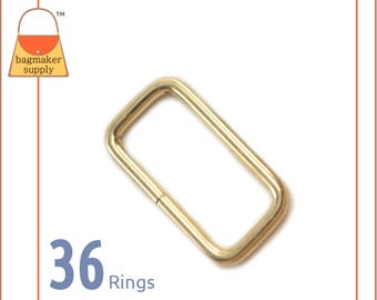 1-1/4 Inch Rectangular Wire Loop / Ring, Brass Finish, 36 Pieces, 1.25 Inch 32 mm Rectangle Ring, Purse Making Handbag Hardware, RNG-AA205