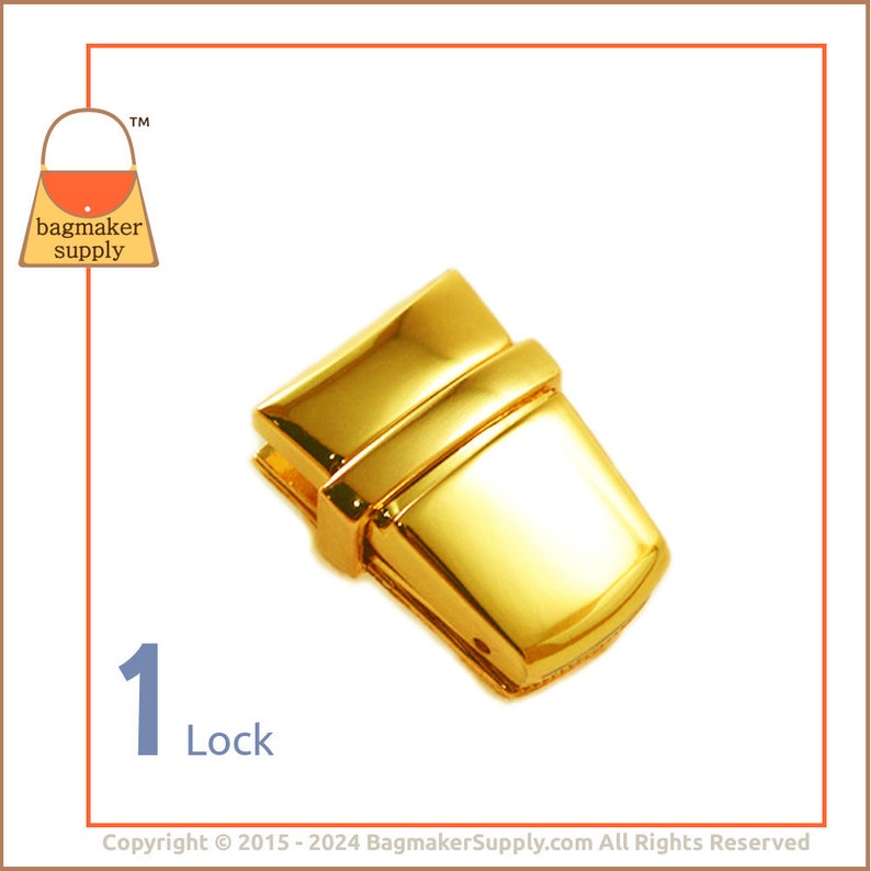 Purse Flap Catch Lock, Tuck Catch Clasp, Shiny Gold Finish, 1-15/16 Inch x 1 Inch, Purse Handbag Bag Making Hardware Supplies, CSP-AA020 image 7