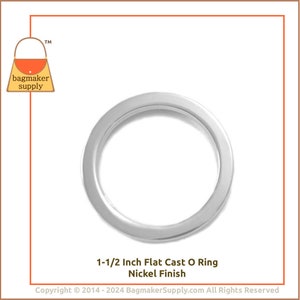 1-1/2 Inch O Ring, Shiny Nickel Finish, 2 Pieces, 1.5 inch 38 mm Flat Cast O-Ring, 5 mm Thick, Purse Bag Making Handbag Hardware, RNG-AA027 image 7