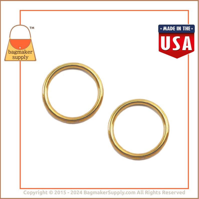 1.25 Inch Cast O Ring, Brass Finish, 6 Pieces, Handbag Purse Bag Making Supplies Hardware, 1-1/4 Inch 32 mm O-Ring, RNG-AA130 image 6