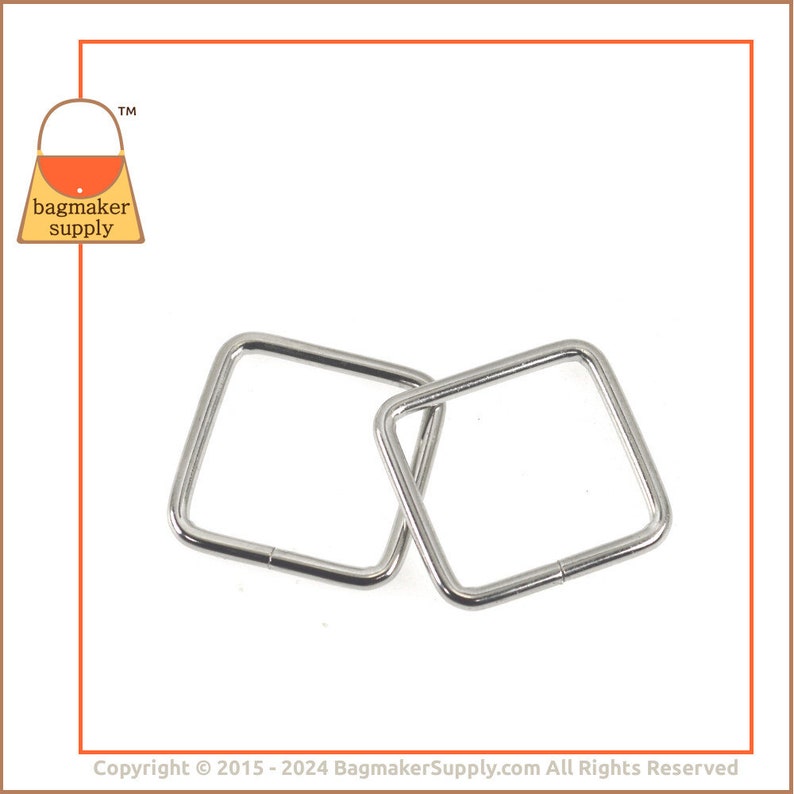 1 Inch Ring, Nickel Finish, 6 Pieces, 1 Inch Rectangle Square Ring, 25 mm Wire Loop, Purse Handbag Bag Making Hardware Supplies, RNG-AA061 image 7