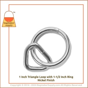 1 Inch Loop and 1-1/2 Inch Ring, Nickel Finish over Brass, 2 Pack, 38 mm 25 mm, Handbag Purse Bag Making Supplies Hardware, RNG-AA004 image 8