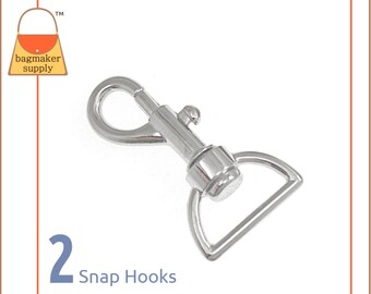 1 Inch Snap Hook, Nickel Finish, 2 Pieces, 25 mm Bolt Style Swivel Purse Clip, Handbag Bag Making Hardware Supplies, 1", SNP-AA050
