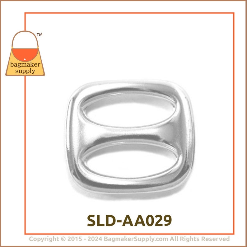 1 Inch Cast Slide, Nickel Finish, 25 mm Rounded TriGlide Slider 6 mm Gauge, Handbag Purse Bag Making Strap Hardware Supplies, SLD-AA029 image 8