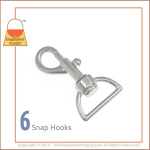 Mosquetón giratorio de 1 pulgada con forma de perno, acabado en níquel, 6 piezas, clip para bolso de 25 mm, suministros de hardware para hacer bolsos, 1", SNP-AA050