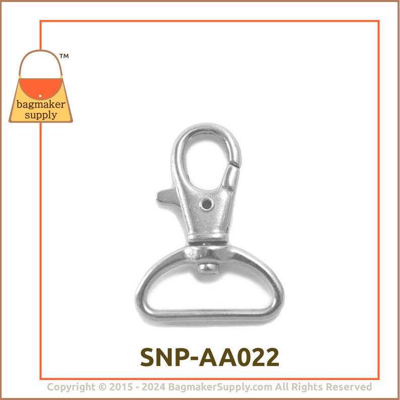 1 Inch Snap Hook, Lobster Claw, Nickel Finish, 2 Pieces, 25 mm Swivel Purse Clip, Handbag Bag Making Purse Hardware Supplies, 1, SNP-AA022 image 7