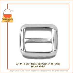 3/4 Inch Cast Slide, Nickel Finish, 2 Pack, 19 mm Italian TriGlide for Purse Straps, Handbag Making Hardware Supplies, .75 Inch, SLD-AA042 image 8
