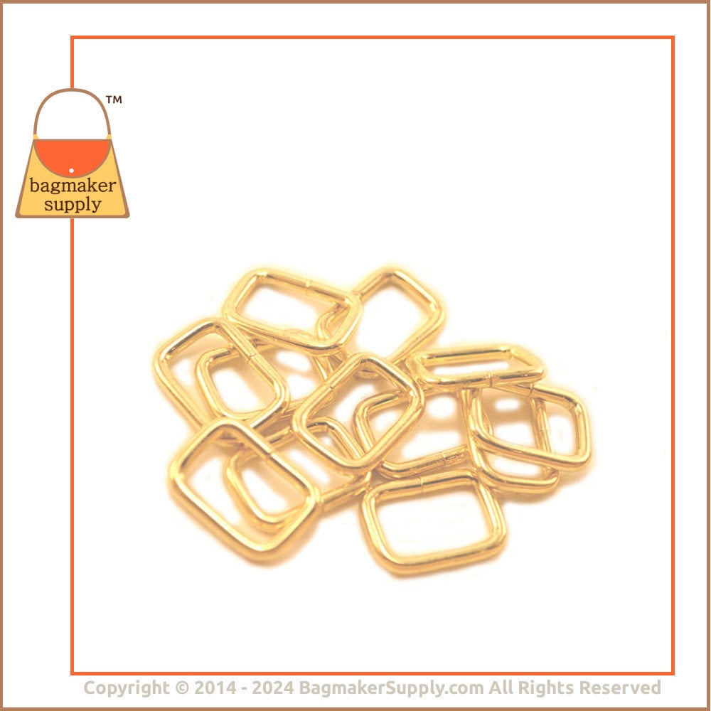 3/4 Inch Rectangle Ring, Shiny Brass Finish, 36 Pieces, .75 3/4 Inch Rectangle Ring, Shiny Brass Finish, 36 Pieces, .75
