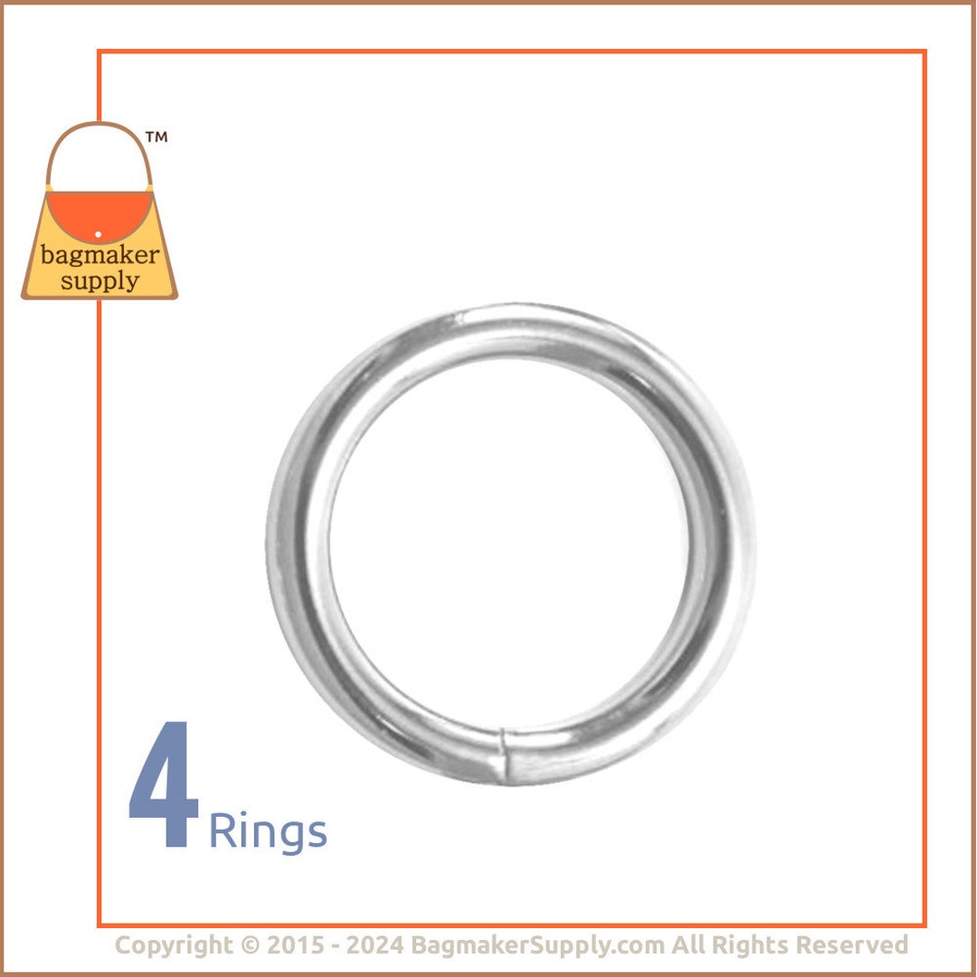 1-1/4 Inch O Ring, Welded, Shiny Nickel Finish, 4 Pieces, 32 Mm ...