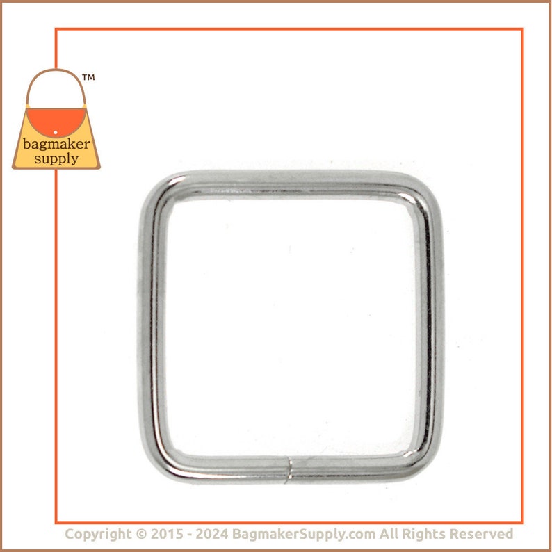 1 Inch Ring, Nickel Finish, 6 Pieces, 1 Inch Rectangle Square Ring, 25 mm Wire Loop, Purse Handbag Bag Making Hardware Supplies, RNG-AA061 image 4