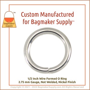 1/2 Inch O Ring, Nickel Finish, 12 Pieces, 2.75 mm Gauge, .5 Inch 13 mm O-Ring, Purse Handbag Bag Making Hardware Supplies, RNG-AA420 image 9