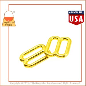 5/8 Inch Cast Slide for Purse Straps, Shiny Brass Finish, 2 Pieces, 16 mm Cast Slider, Handbag Bag Making Hardware Supplies, 5/8, SLD-AA039 image 2