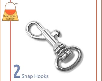 1/2 Inch Snap Hook, Nickel Finish, 2 Pieces, 13 mm Bolt Style Swivel, Handbag Purse Bag Making Hardware Supplies, 1/2", .5 Inch, SNP-AA058