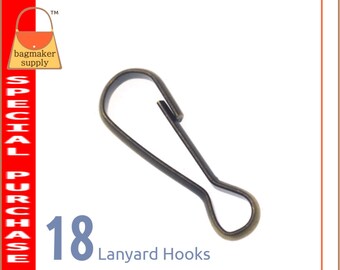 1-1/4 Inch Cord Hook, Antique Brass Finish, 18 Pack, Plain 32 mm Lanyard Snap, Handbag Purse Jewelry Sewing Notions, 1.25 Inch, SNP-AA087