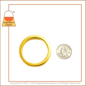 1.5 Inch Flat Cast O Ring, Shiny Gold Finish, 6 Pieces, 38 mm, 1-1/2 Inch O-Ring, Handbag Purse Bag Making Hardware Supplies, RNG-AA104 image 3