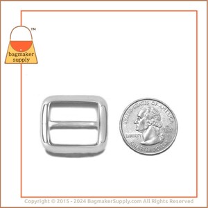 3/4 Inch Cast Slide, Nickel Finish, 2 Pack, 19 mm Italian TriGlide for Purse Straps, Handbag Making Hardware Supplies, .75 Inch, SLD-AA042 image 3