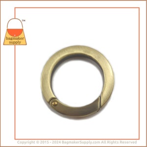 1-1/4 Inch Spring Gate Ring, Light Antique Brass / Antique Gold Finish, 1 Piece, 1.25 inch 32 mm Large O Ring, Handbag Hardware, RNG-AA116 image 1