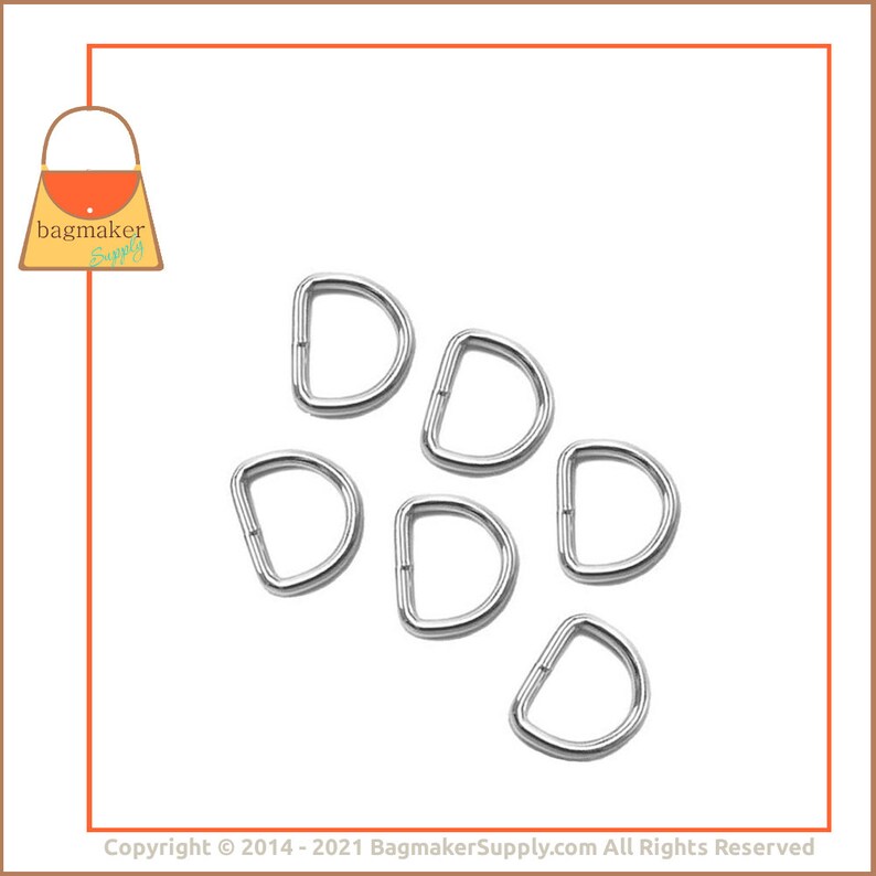 Purse Making Handbag Hardware Supplies RNG-AA019 Nickel Finish 18 Pieces 19 mm Welded D-Ring .75 Inch 34 Inch D Ring 3.5 mm Gauge