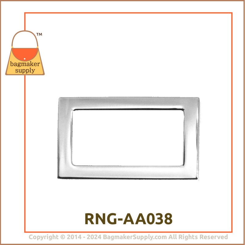 3/4 Inch Rectangular Flat Cast Ring, Nickel Finish, 6 Pieces, 19 mm Rectangle Square Ring, Purse Handbag Strap Ring, .75, RNG-AA038 image 8