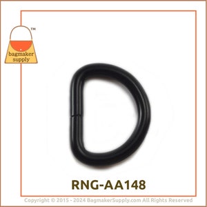 1 Inch D Ring, Black Satin Finish, 6 Pieces, 4.8 mm Gauge, 25 mm Heavy D-Ring, Purse Bag Making Handbag Hardware Supplies, RNG-AA148 image 8