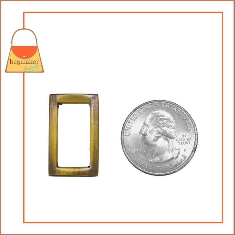 Antique Gold Light Antique Brass Finish 6 Pieces .75 Inch 19 mm Rectangular Square Flat Cast Ring RNG-AA398 34 Inch Rectangle Ring