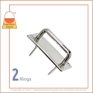 1 Inch Strap Ring, Prong Applied, Nickle Finish, 2 Pack, 25 mm Strap Loop, Bridge Buckle, Handbag Purse Making Hardware Supplies, RNG-AA029