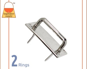 1 Inch Strap Ring, Prong Applied, Nickle Finish, 2 Pack, 25 mm Strap Loop, Bridge Buckle, Handbag Purse Making Hardware Supplies, RNG-AA029