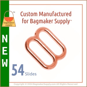 5/8 Inch Cast Slide, Rose Gold / Copper Finish, 54 Pack, 16 mm TriGlide for Purse Straps, Handbag Making Hardware Supplies, 5/8, SLD-AA161 image 1