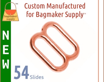 5/8 Inch Cast Slide, Rose Gold / Copper Finish, 54 Pack, 16 mm TriGlide for Purse Straps, Handbag Making Hardware Supplies, 5/8", SLD-AA161