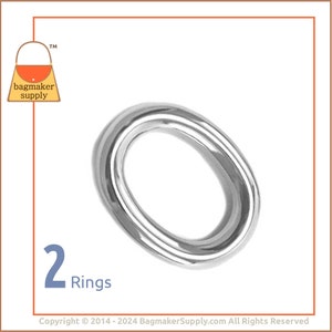 1 Inch O Ring, Nickel Finish, 2 Pieces, One Inch 25 mm Cast Oval Ring, O-Ring, Bag Making Purse Handbag Hardware Supplies, 1, RNG-AA048 image 1