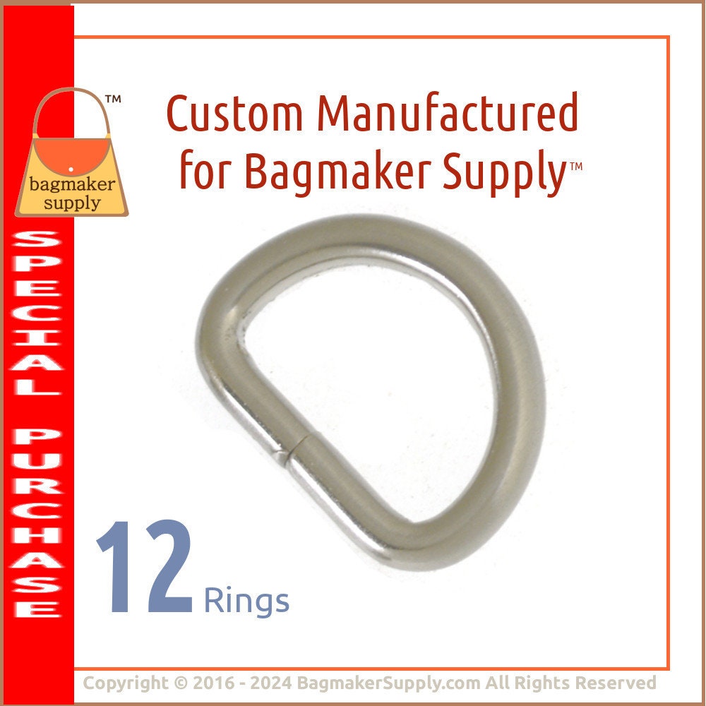 D Rings Rectangle or Oval Nickel Plated Purse Hardware 3/4 1 1.5 Set of  4