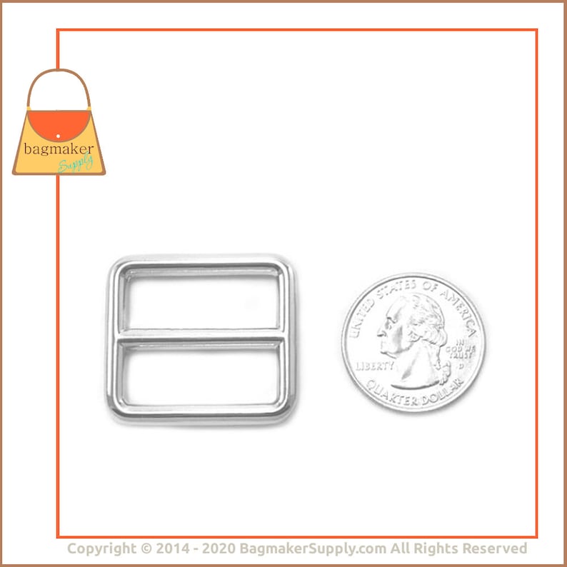 Handbag Bag Making Hardware Supplies SLD-AA006 18 Pieces Purse Slider Buckle 1 Inch Cast Slide for Purse Straps 1 Shiny Nickel Finish