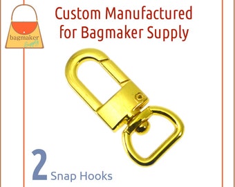 1/2 Inch Swivel Snap Hook, Deluxe Gold Finish, 2 Pack, 13 mm Modern Oval Gate Purse Clip, Handbag Hardware Bag Making Supplies SNP-AA245